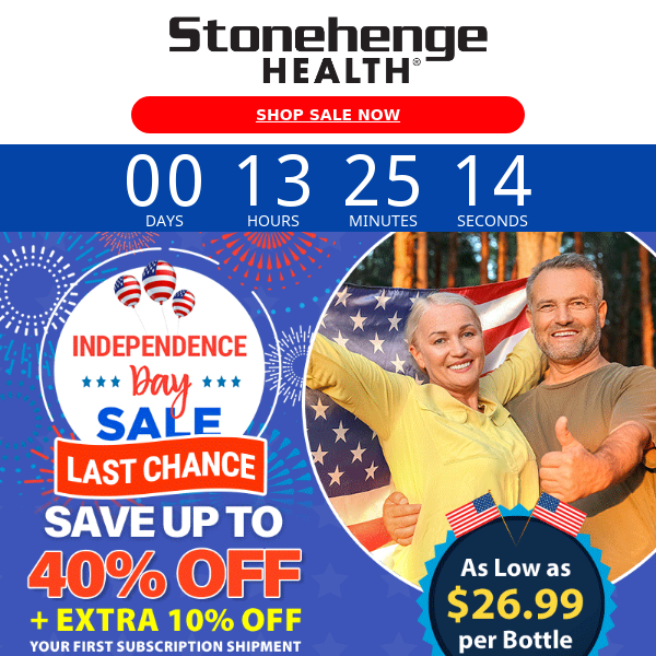 ⏰ Independence Day Sale ending today - save 40%+10% before it's too late