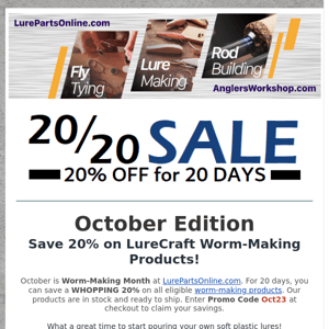 All LureCraft Soft Plastic Worm-Making products on Sale