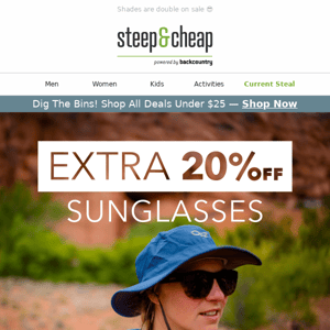 Extra 20% off sunglasses!