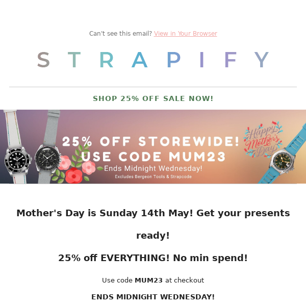 25% off for Mothers Day!