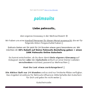 AW: Palmsuits, Dein Influencer Giveaway 2023 💌