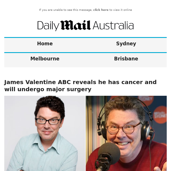 James Valentine ABC reveals he has cancer and will undergo major surgery