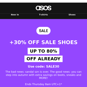 Extra 30% off all Sale shoes! 🥾