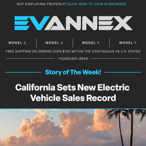 Evannex Story of the Week - California Sets New Electric Vehicle Sales Record!