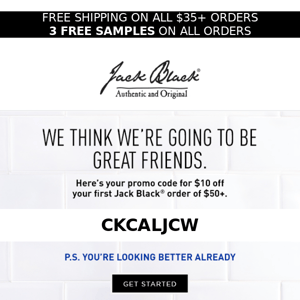 Here’s your promo code from Jack.