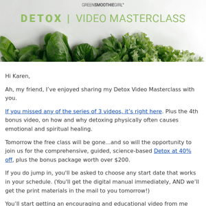 Last day to join Detox at 40% off is today