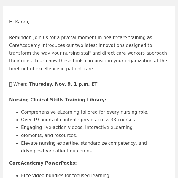 [Last Chance to Register] Webinar: Introducing CareAcademy's Newest Tools for Nursing Excellence & Effective Skill Mastery