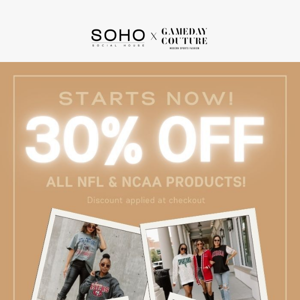 30% off starts now!!