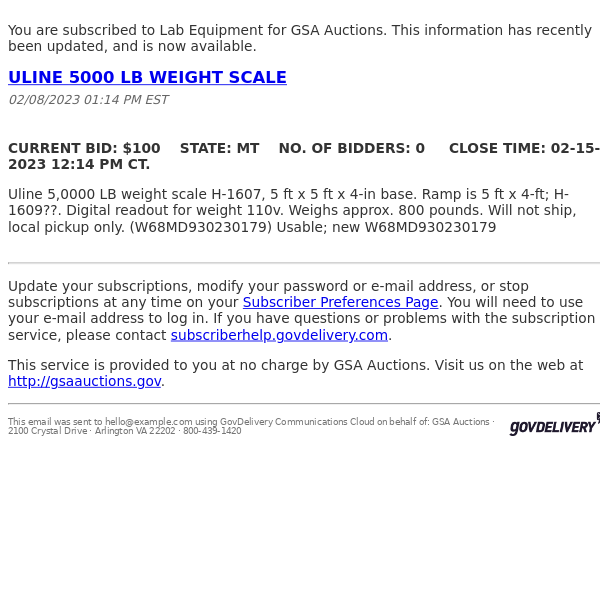 GSA Auctions Lab Equipment Update