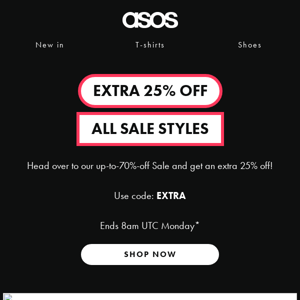 Extra 25% off all sale styles