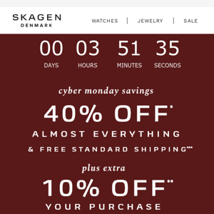final hours 40% off + 10% off