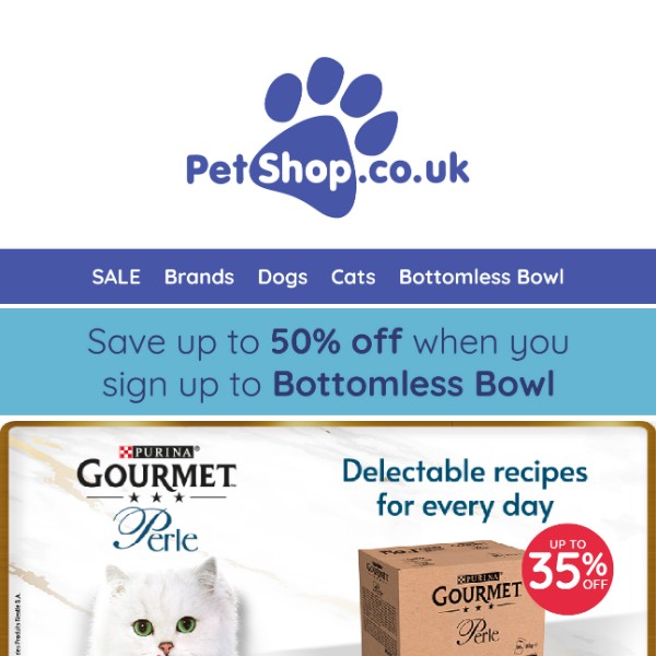 Save up to 35% off Gourmet Perle Cat Food 😻