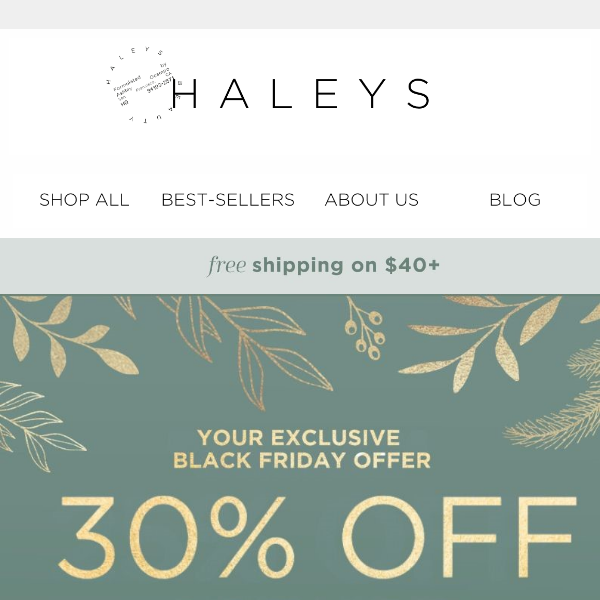 Hi, here's your 30% off exclusive discount for Black Friday
