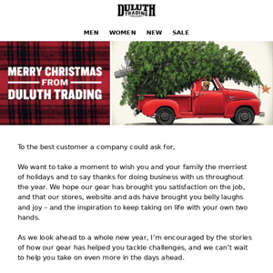 Merry Christmas From Duluth Trading