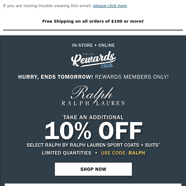 EXTRA 10% OFF Ralph By Ralph Lauren Sport Coats + Suits.