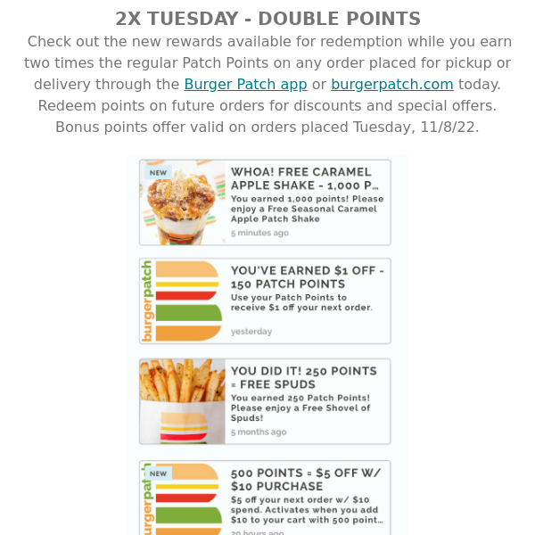EARN 2X POINTS TUESDAY + NEW REWARDS