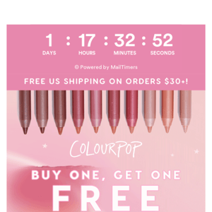 Hurry, lip BOGO FREE ends soon! ⏰