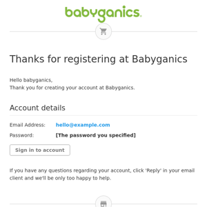 Thanks for registering at Babyganics