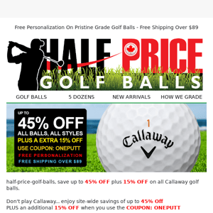 15% Off All Callaway Golf Balls