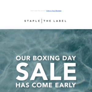 Our Boxing Day Sale Has Come Early
