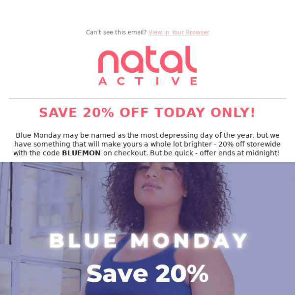 Don't be Blue this Monday - save 20% 😍