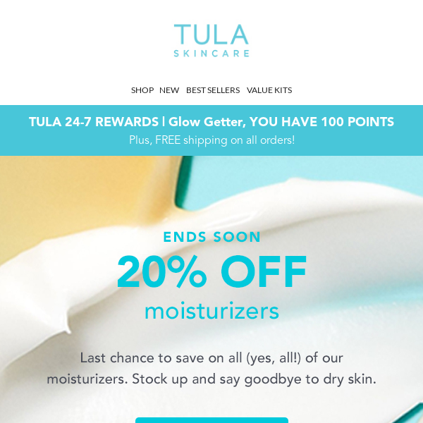 Last chance! 20% off ALL moisturizers