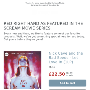 FROM SCREAM SOUNDTRACK! NICK CAVE AND THE BAD SEEDS - Red Right Hand