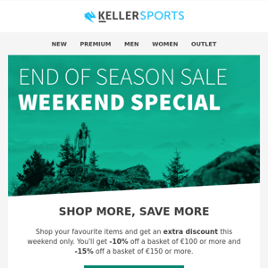 END OF SEASON SALE: Save up to -15% extra today only