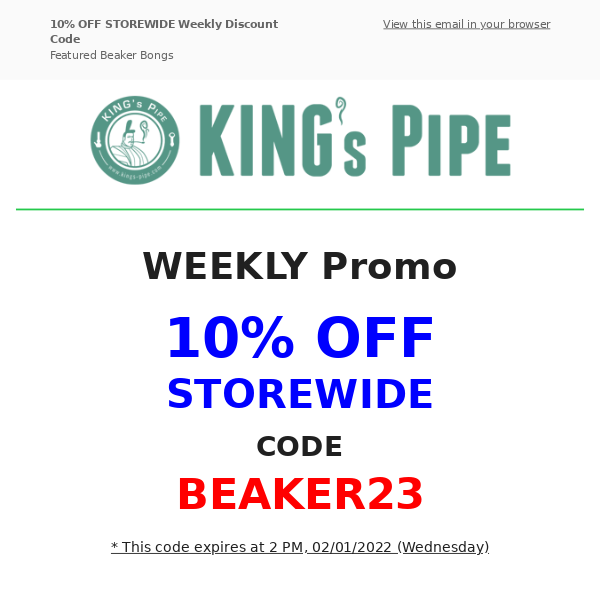 Weekly 10% OFF Code 🛍️ Featured Beaker Bongs