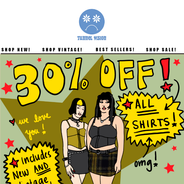 30% OFF ALL SHIRTS!