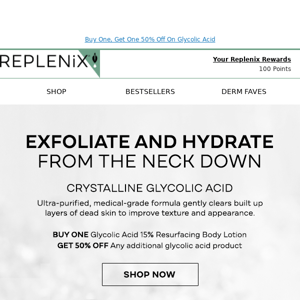 BOGO 50% on Our Top-Selling Glycolic Acid