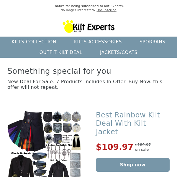 Rainbow Kilt Deal With Kilt Jacket