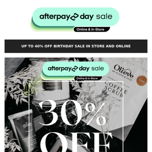 AFTERPAY DAY & BIRTHDAY SALE 🎉 IN STORE & ONLINE