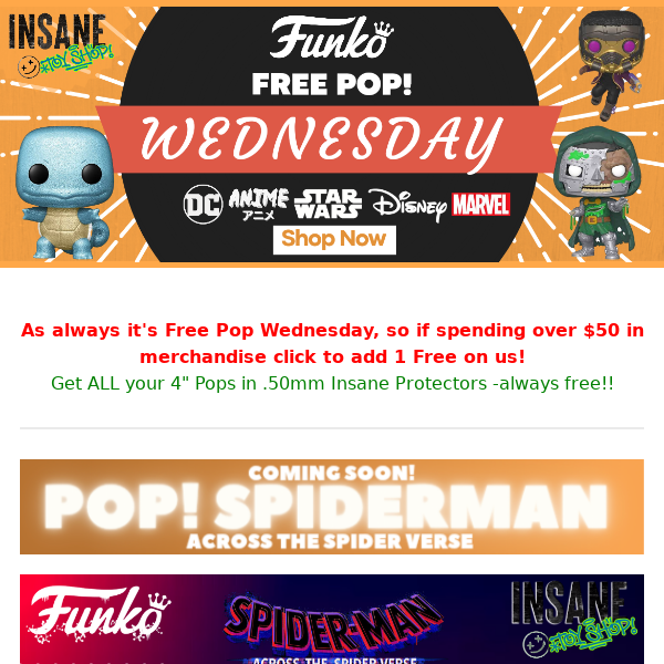 FREE POP +🕷️New Spider-Man Spider-Verse🕸️ + New SODA Mystery 6-Pack + Marvel 6-Pack + 250+ new & vaulted pops added!