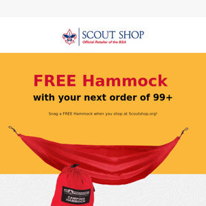 Spend $99, get a FREE hammock!