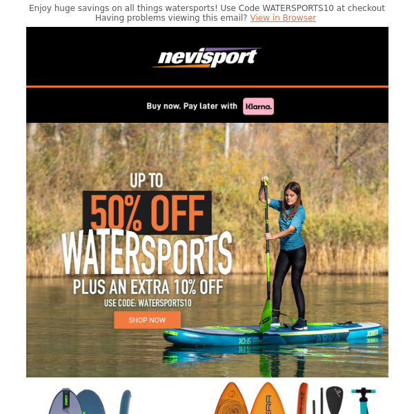 Up to 50% off Watersports + Extra 10% off