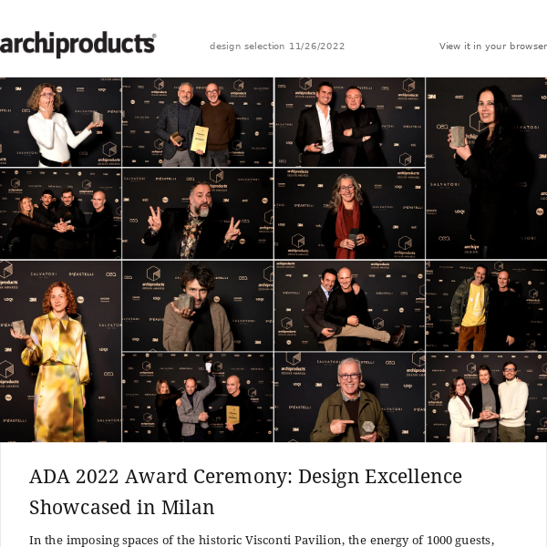 ADA 2022 Award Ceremony. Design Excellence Showcased in Milan!