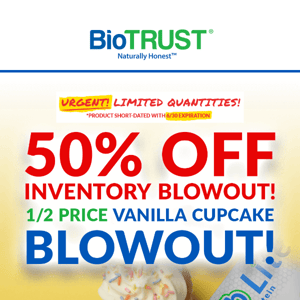 BLOWOUT: 50% OFF BioTRUST Low Carb Lite Vanilla Cupcake (limited inventory)