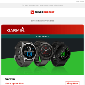 Garmin - New Range | Keen Footwear | Klean Kanteen | Oakley Golf | NoGRZ - Price Drop | Up to 60% Off!