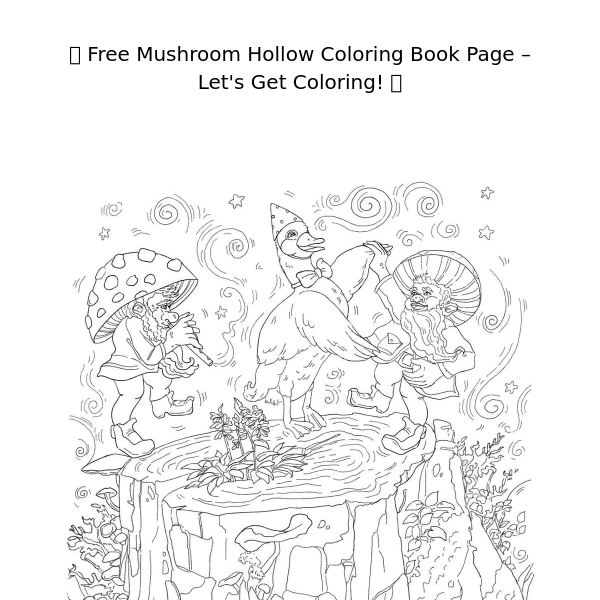 🍄 Free Mushroom Hollow Coloring Book Page – Let's Get Coloring! 🎨