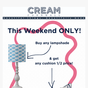 Buy any lampshade & get a cushion 1/2 price! 🙌