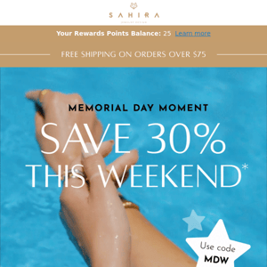 Sahira Jewelry Design, the Memorial Day Sale Is Here!