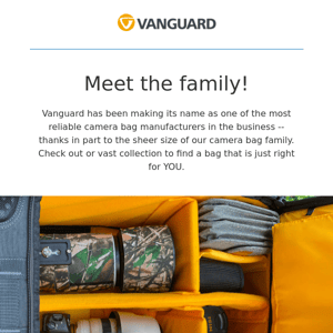 Vanguard camera bags - a HUGE family