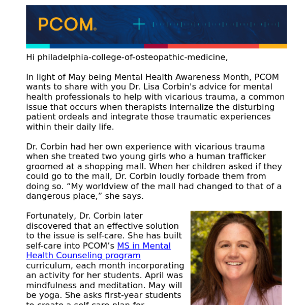 Dr. Lisa Corbin's effort to help mental health professionals