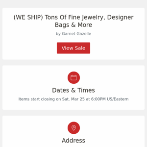 (WE SHIP) Tons Of Fine Jewelry, Designer Bags & More