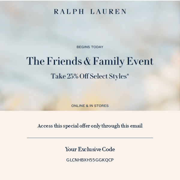 The Friends & Family Event Is On - Ralph Lauren