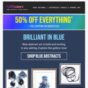 Refresh any room with blue abstract art.