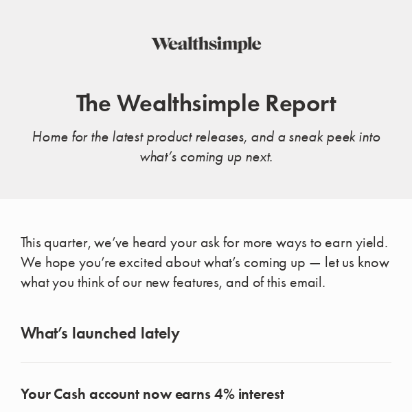 What’s new at Wealthsimple