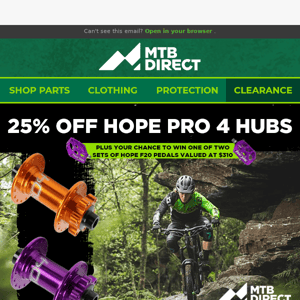 Last Laps - 25% off Hope Pro 4 hubs