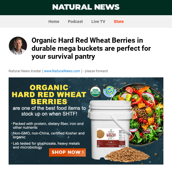 Organic Hard Red Wheat Berries in durable mega buckets are perfect for your survival pantry